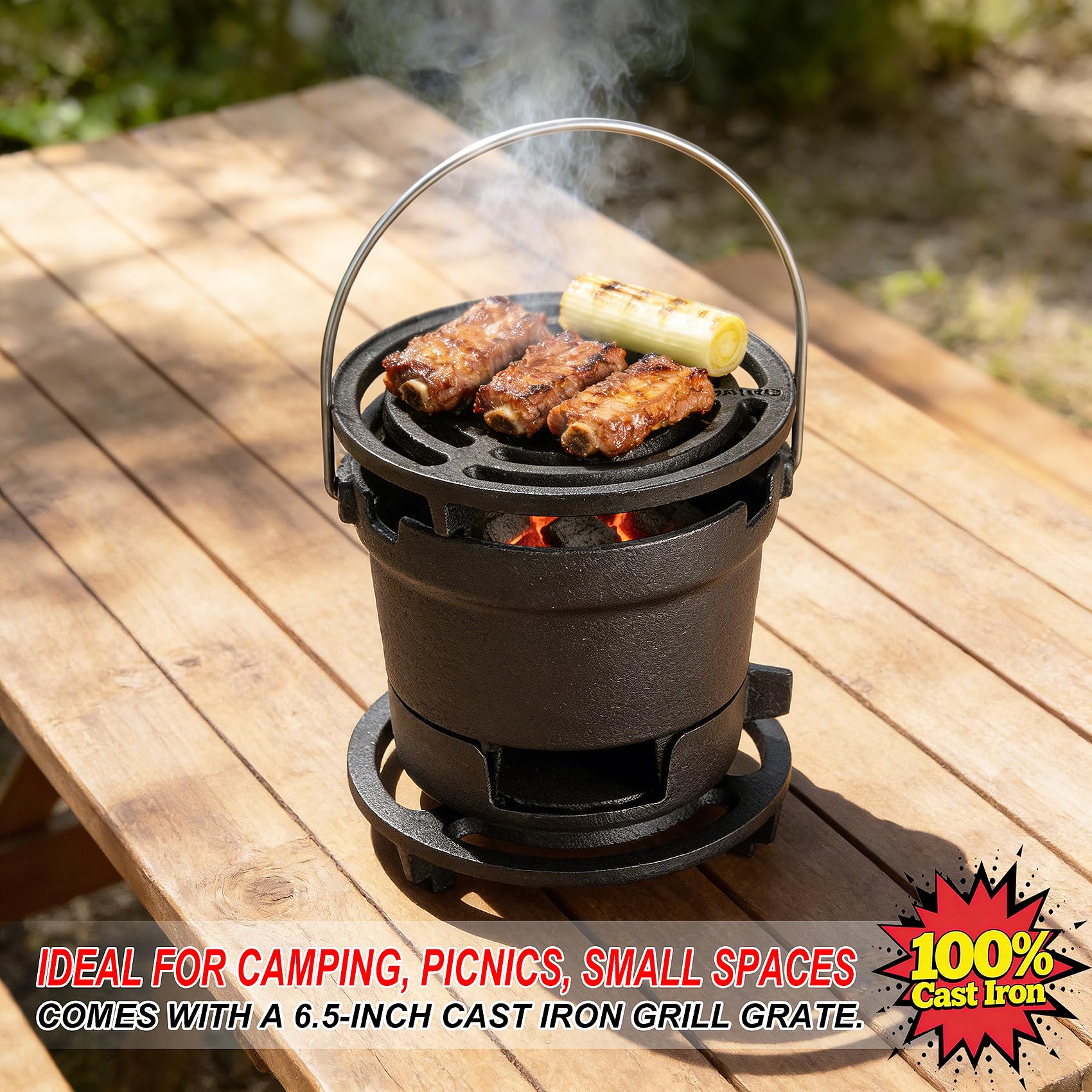 バーベキュー・調理用品 BRUNT MINI HOTSAND MAKER&AXE CASE Amazon.com: 2-in-1 Hibachi Grill Outdoor, Pre-Seasoned Cast Iron